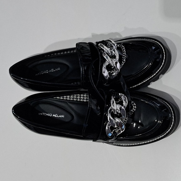 Antonio Melani Palmer Lug Sole Chain Detail Platform Loafer Pumps - Picture 2 of 8